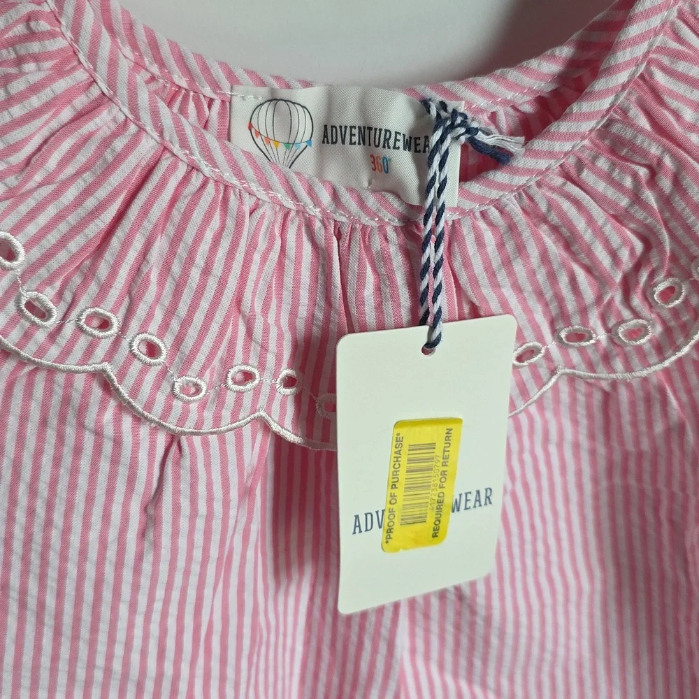 Adventurewear360 Pink Seersucker And Ruffled Lace Outfit Kids Size 5 NWT - Picture 3 of 9
